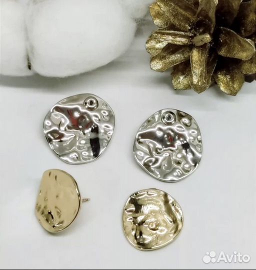 Винтажные серьги бижутерия серебро золото