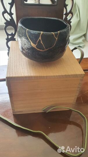 Японская винтажная керамика Раку, кинцуги