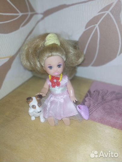 Малышка кукла Барби с щенком