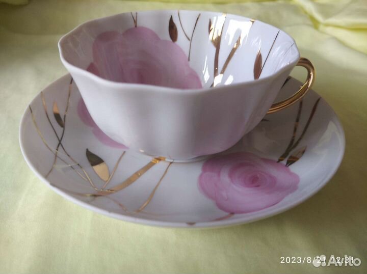 Чайная пара Дулево Розы посуда СССР