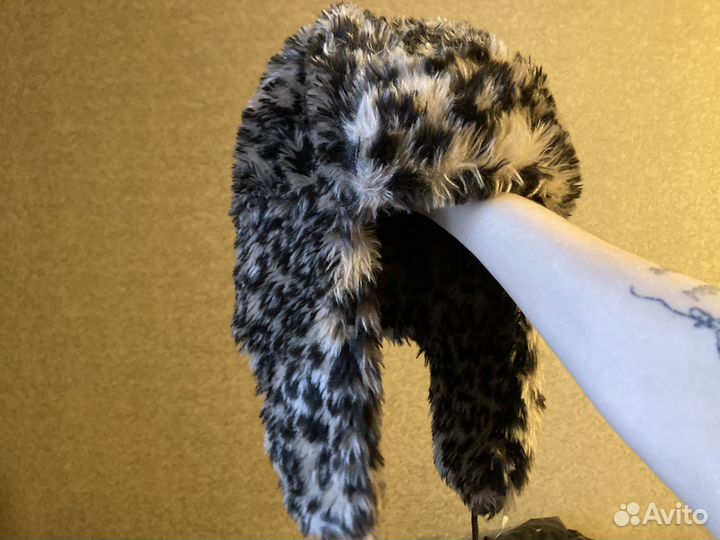 Шапка ушанка леопардовая