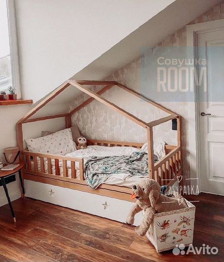 Новая детская Кровать из бука домик