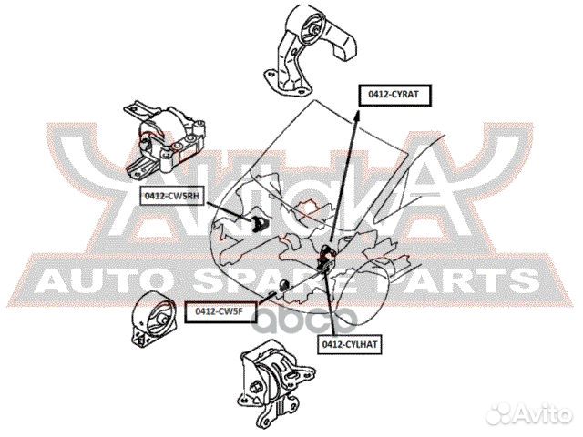 Подушка двигателя левая CVT/MT 0412cylhat asva