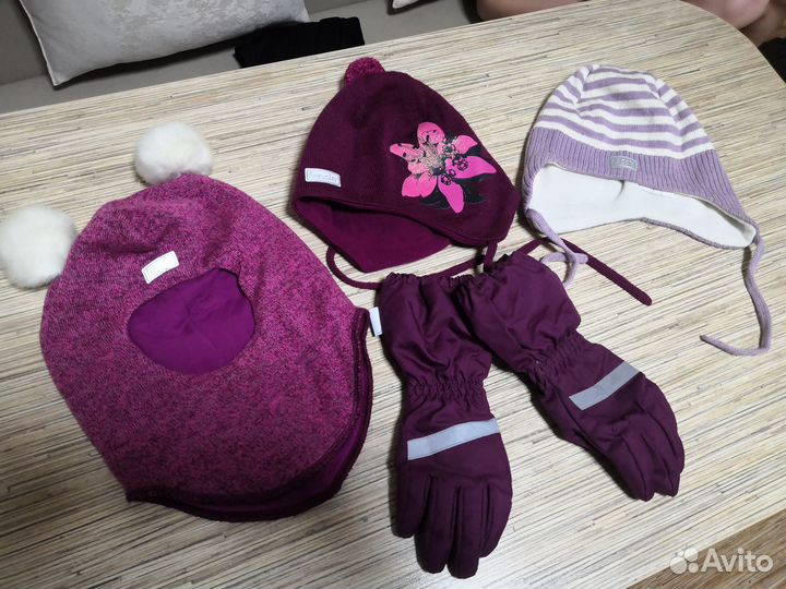 Lassie шлем, 2 шапки, перчатки