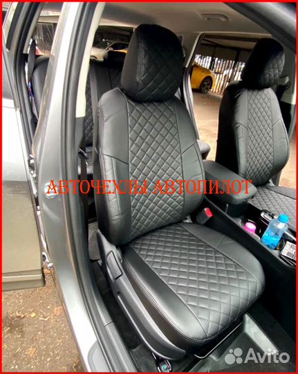 Чехлы Автопилот Skoda Yeti из экокожи чёрные Ромб