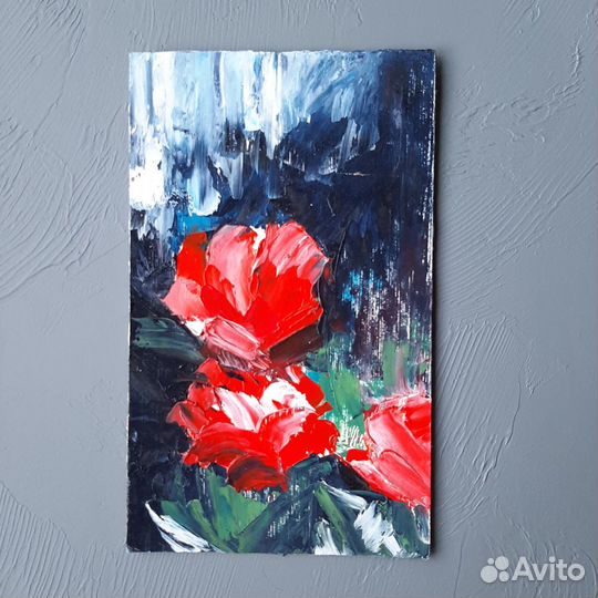 Картины маслом цветы пейзаж миниатюры на картоне