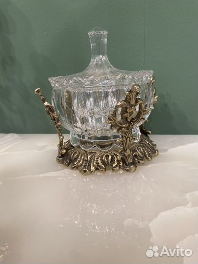 Ваза конфетница/ салатник бронза