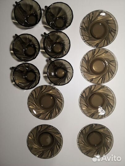 Duralex vereco франция Чашка с блюдцем 6 штук