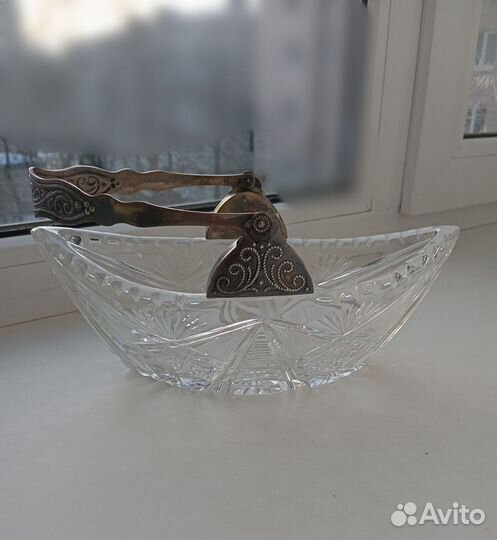 Ладья хрусталь мельхиор СССР