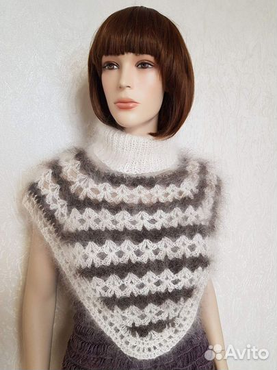 Шарф пуховый ручной вязки Манишка