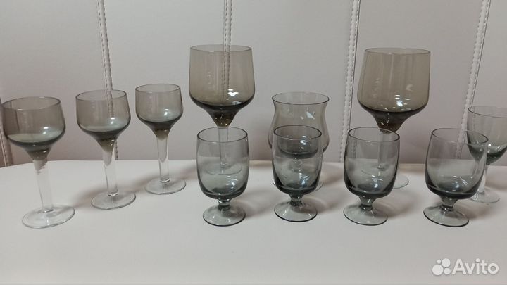 Стопки, рюмки, бокалы дымчатое стекло винтаж