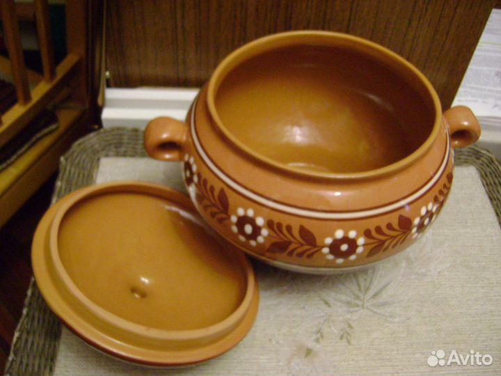 Горшок-супница 3л+тарелки 3шт керамика