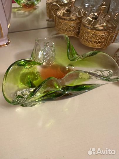 Ваза пепельница цветное чешское стекло СССР