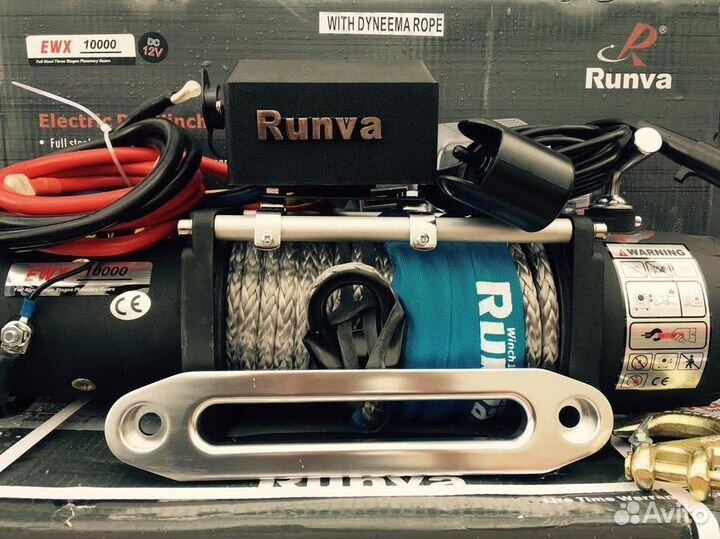 Лебёдка электрическая 12V Runva 10000 lbs Кевлар