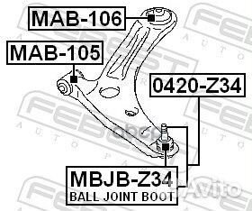 Опора шаровая переднего нижнего рычага (mitsubishi