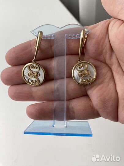 Серьги серебро с позолотой