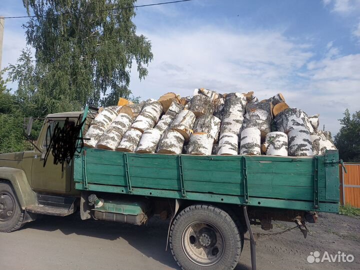 Дрова береза чурками, колотая