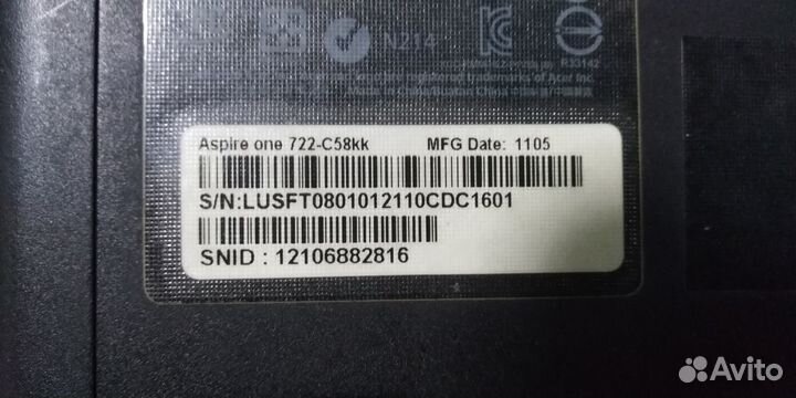 Нетбук Acer Aspire One 722-С58kk
