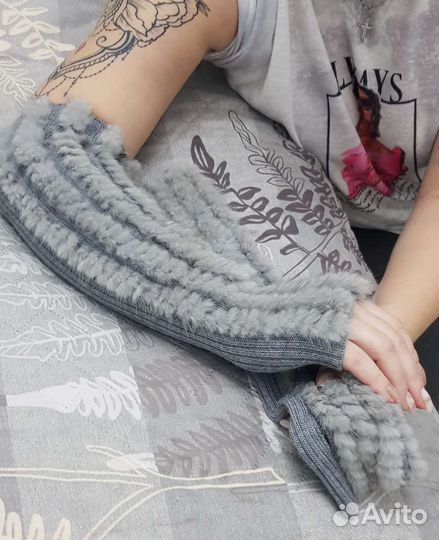 Митенки новые с натуральным мехом