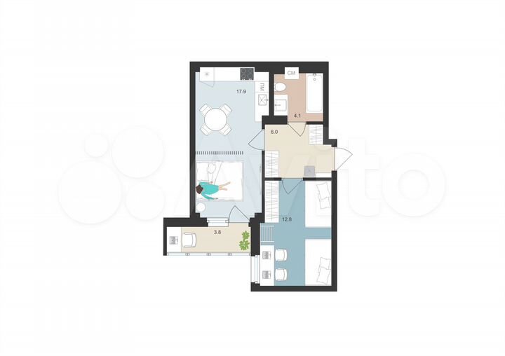 1-к. квартира, 42,7 м², 8/16 эт.