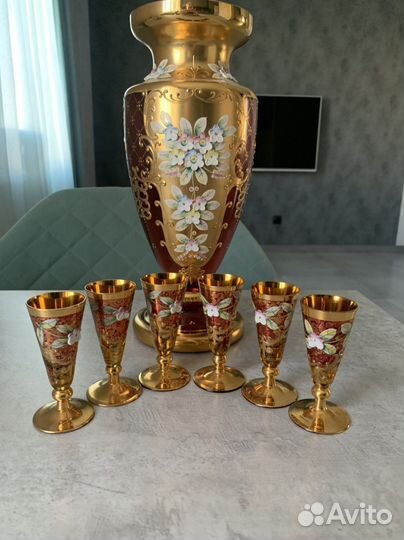 Комплект лепка со смальтой рубин Богемия