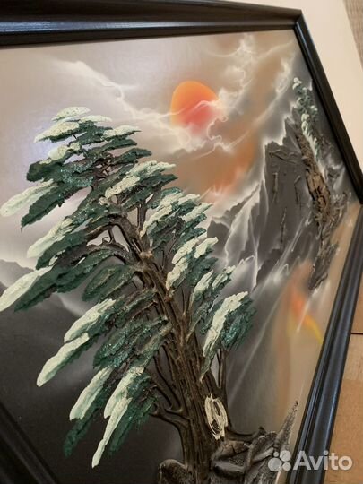 Картина панно на холсте барельеф