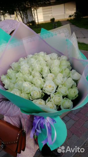 Белые розы букет гигант Доставка Челны