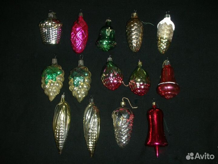 Ёлочные игрушки, 14 штук, СССР