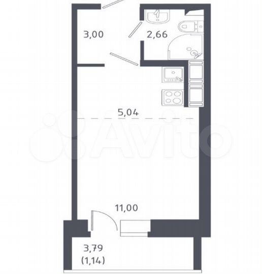 Квартира-студия, 22,8 м², 6/11 эт.