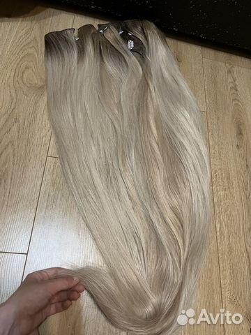 Волосы на трессах биопротеиновые блонд 90 см