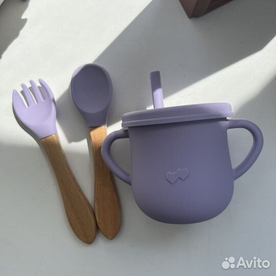 Поильник непродивайка + столовые приборы