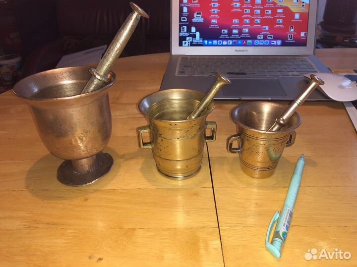 3 древние ступки с пест /Скандинавия/Бронза,Латунь