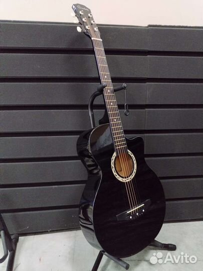 Новая Акустическая черная гитара (с анкером)