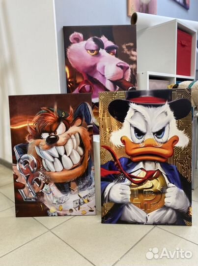 Картина на холсте скрудж макдак, монополи, kaws