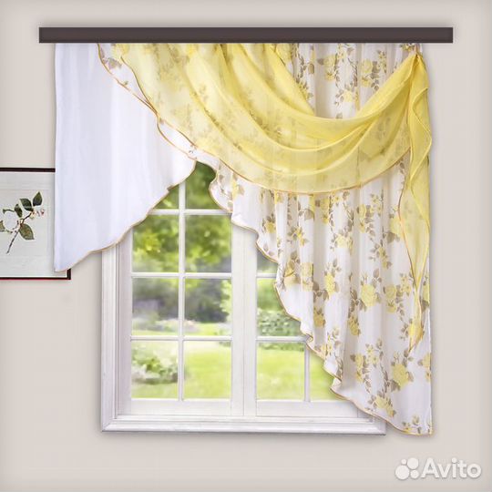 Комплект штор для кухни Иллюзия 300х150 см, золото