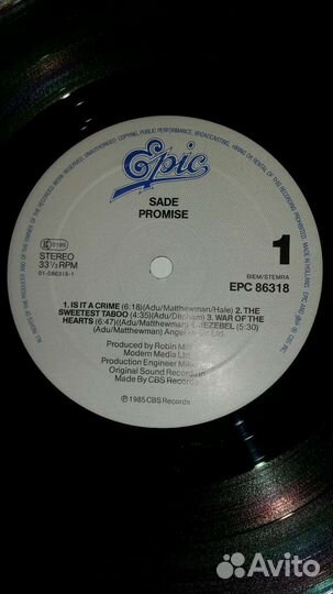 Sade 1985/88 UK / USA Lp