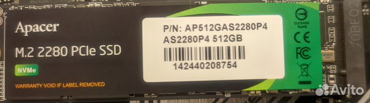 Накопитель SSD 512Gb Apacer AS2280P4 NVMe m.2 R/W