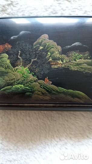 Портсигар старый Китай. Дерево, роспись