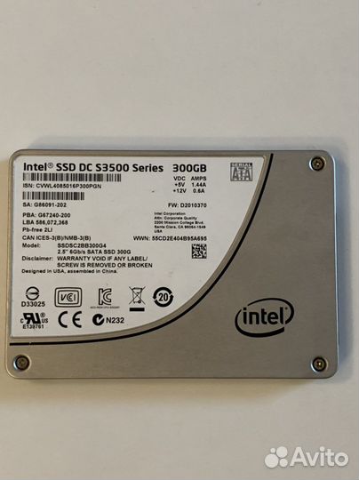 Intel SSD DC S3500 на 300 гб