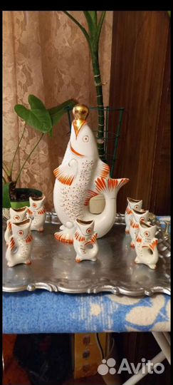 Штоф и рюмки Рыбки.СССР