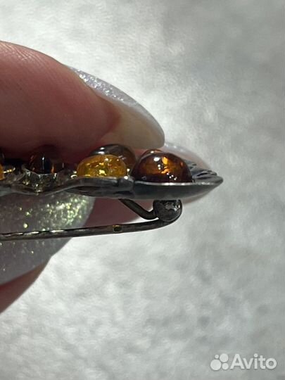 Брошь бабочка серебряная