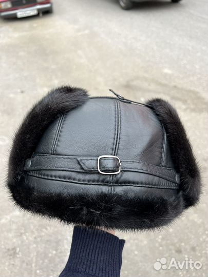 Мужская шапка ушанка из норки