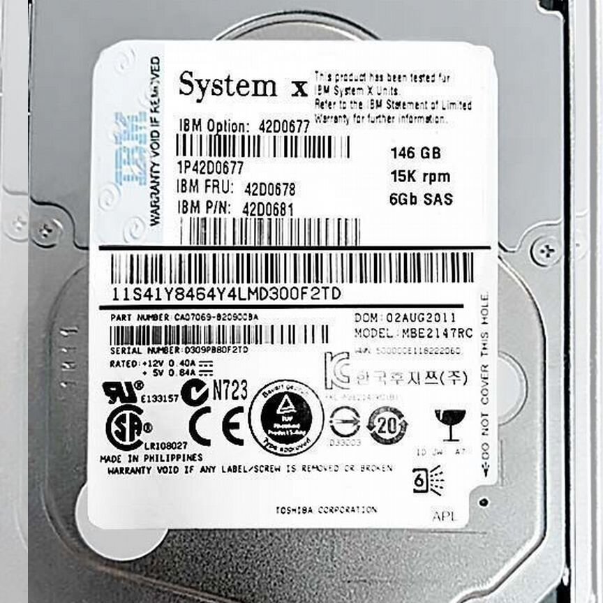 [42D0677] Жесткий Диск Ibm 146gb 42d0678 Sas 2.5 42d0677