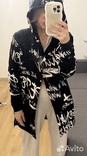 Кардиган стильный оверсайс черный для подростка