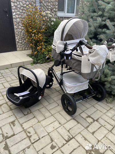 Коляска luxmom 2 в1 и 3 в1 серый kombi)