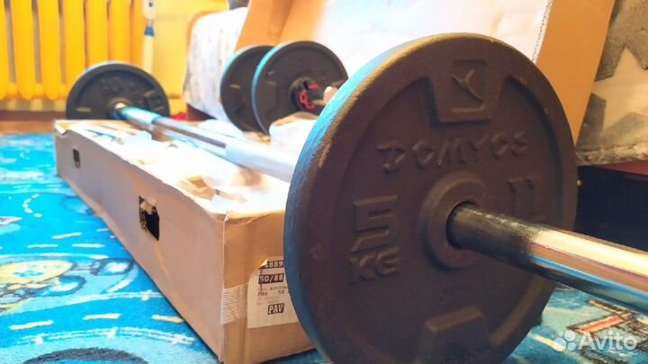 Набор штанга +гантели и блины 50кг (+10кг х2)