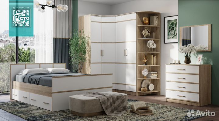 Кровать с ящиками Киото + матрас 160х200см