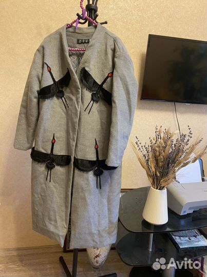 Пальто женское серое s