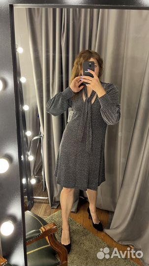 Платье karen kane, бант, серебро, размер XS