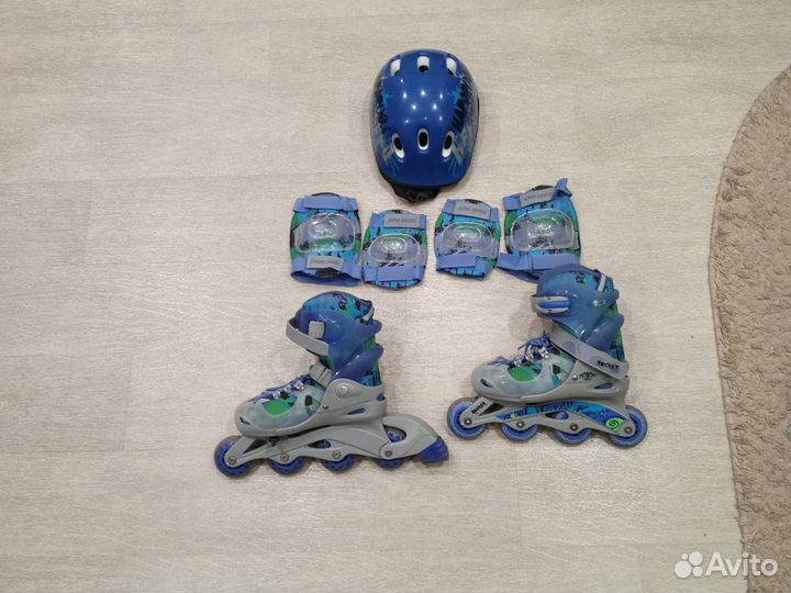 Роликовые коньки детские раздвижные+ защита